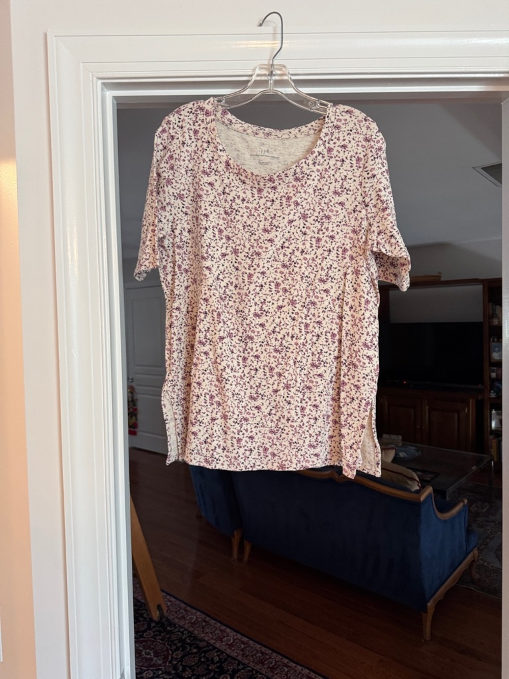 JJill, Floral Pima Scoop-Neck Tee in size large